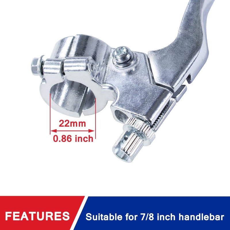 HOOUP 7/8" Dirt Bike Left Clutch Handle Lever and 38.9'' Clutch Cable for SSR110 SSR125 SSR140 Coolster M125 Apollo RFZ125 Tao Tao DB17 Baja Kayo Roketa Kinda Chinese Pit Dirt Bike Motorcycle Silver - Image 3